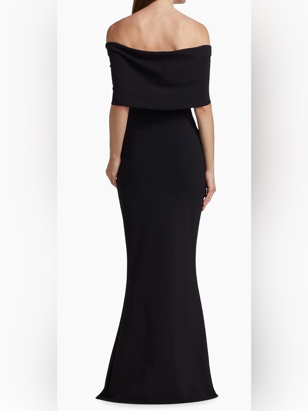 Chiara Boni La Petite Robe Black Off Shoulder Fishtail Gown Sz 42 Wedding Formal - Picture 4 of 16